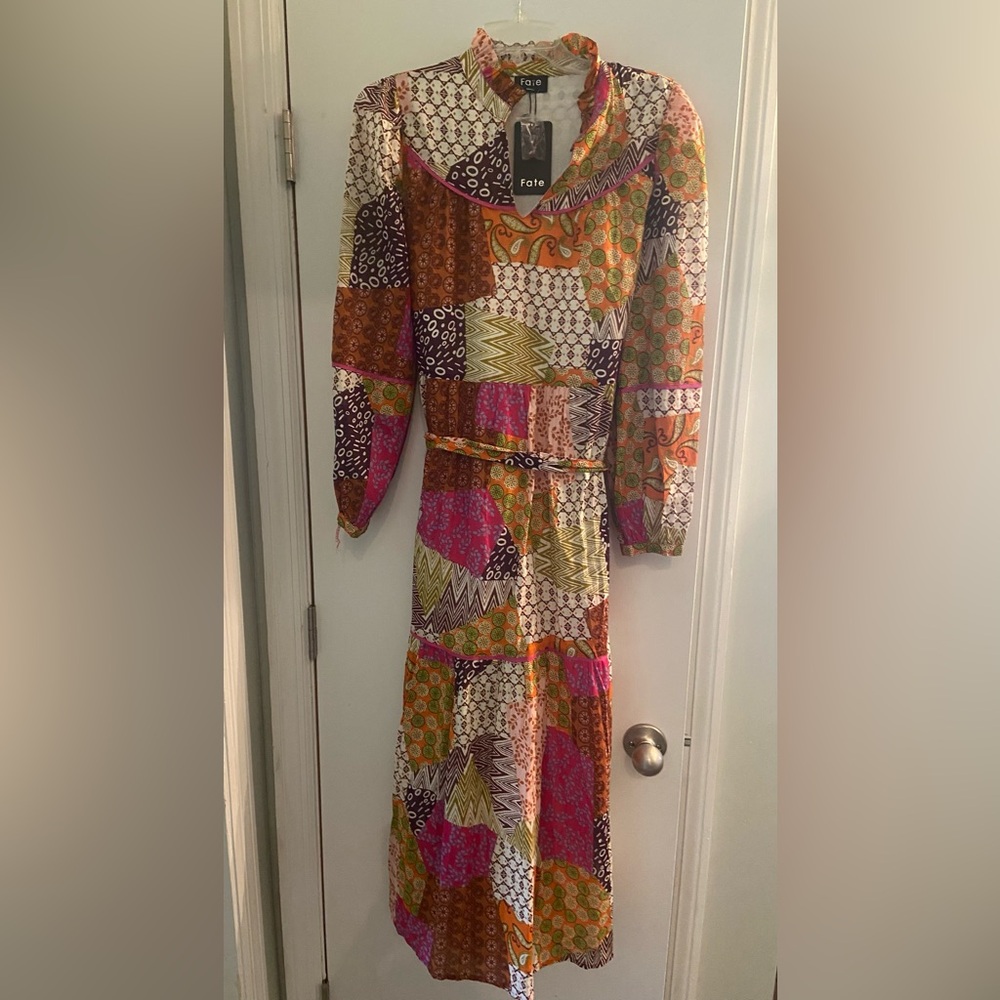 Fate Pink Long Sleeve Mock Neck Dress